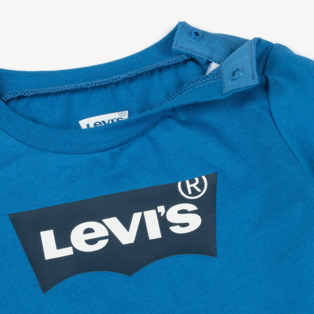 Levi's-Boys Blue Long Sleeve Batwing Logo Top | Childrensalon