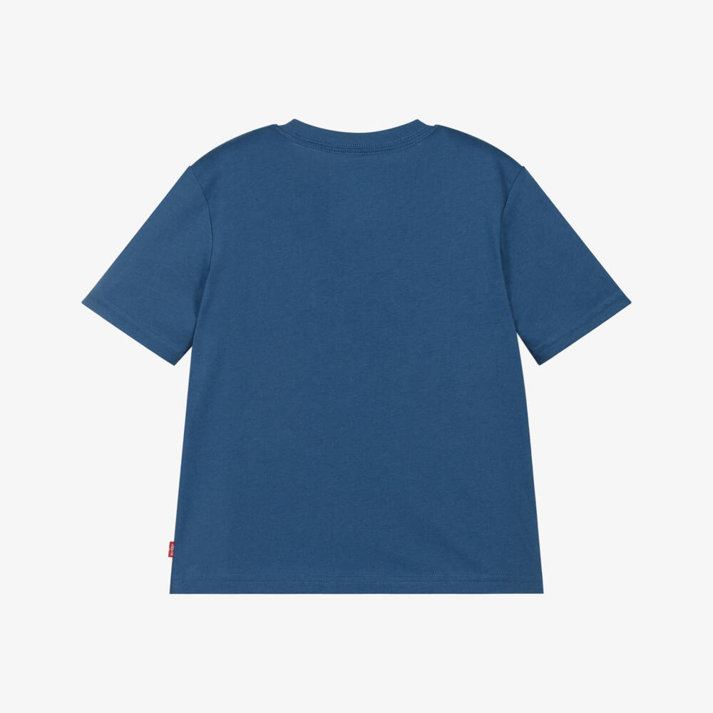 Levi's-Boys Blue T-Shirt with Pizza Batwing Print | Childrensalon