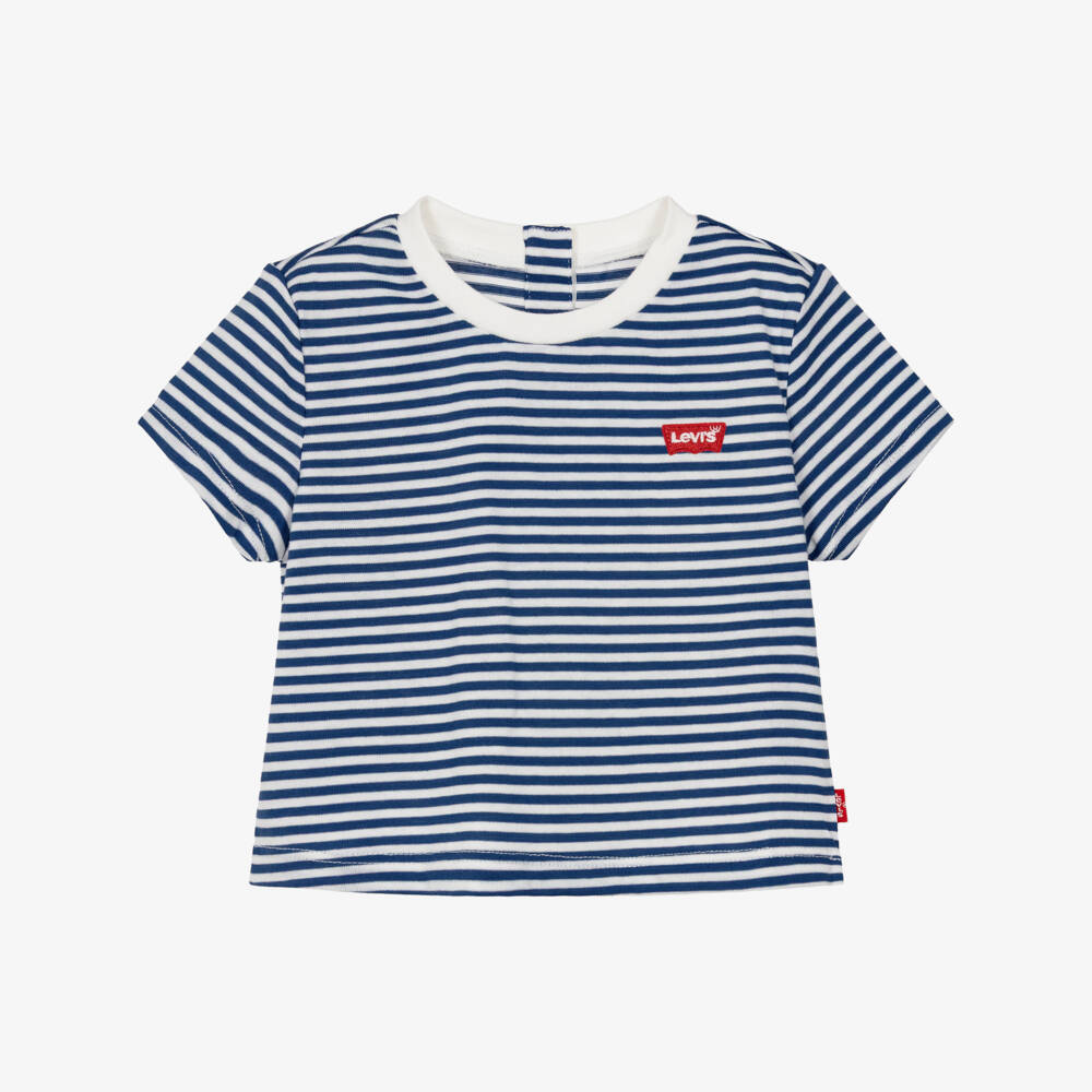 Levi's-Футболка с сине-белыми полосками и логотипом для мальчиков | Childrensalon