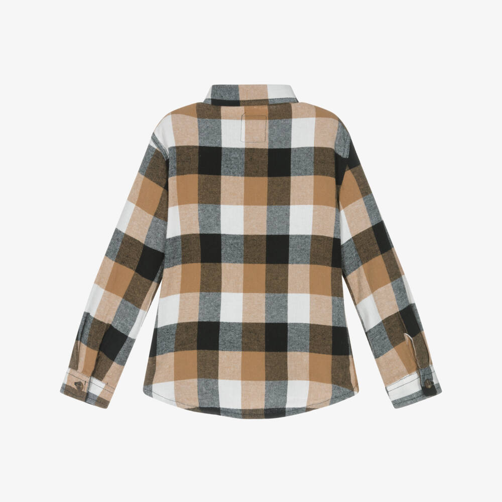 Levi's-Boys Brown & Black Check Cotton Shirt | Childrensalon