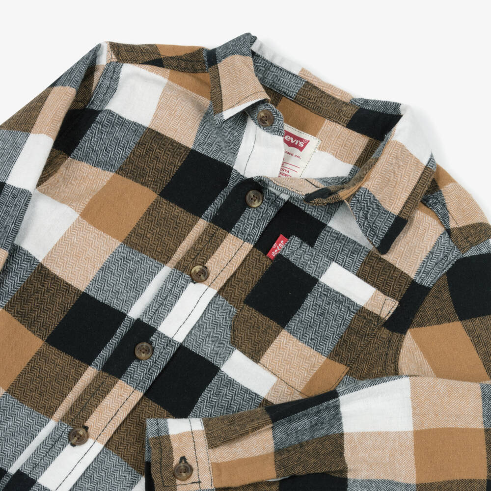 Levi's-Boys Brown & Black Check Cotton Shirt | Childrensalon