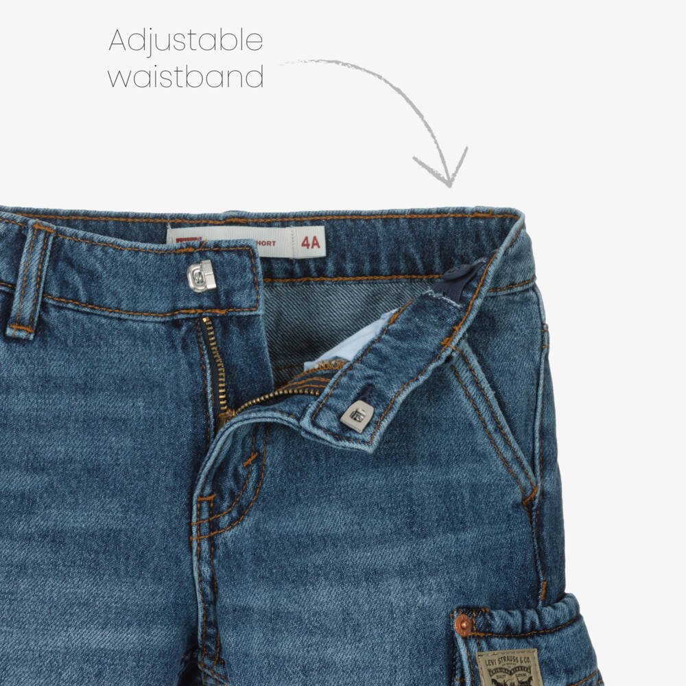 Levi's-Boys Dark Wash Blue Denim Cargo Shorts | Childrensalon