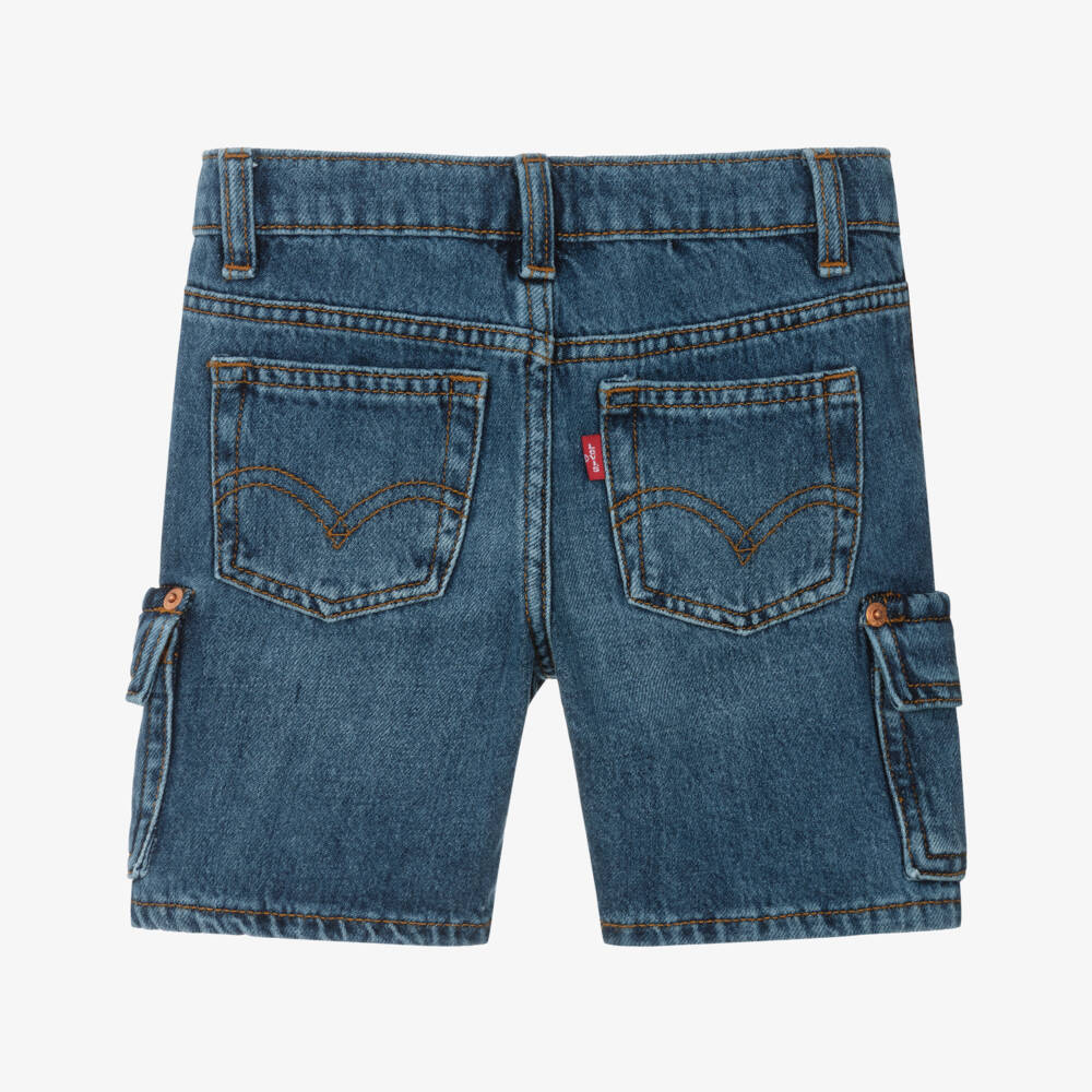Levi's-Boys Dark Wash Blue Denim Cargo Shorts | Childrensalon