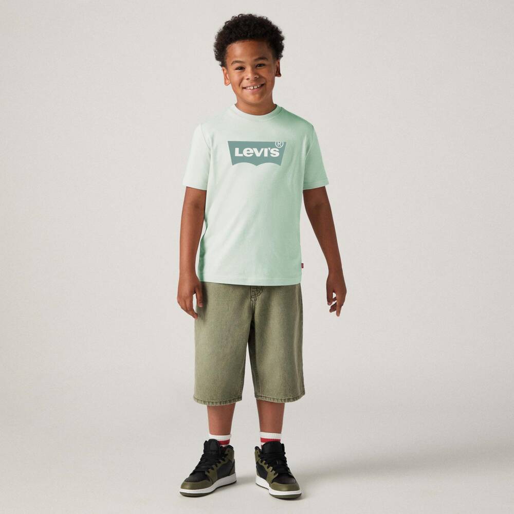 Levi's-Boys Green Cotton T-Shirt with Tonal Batwing Logo | Childrensalon