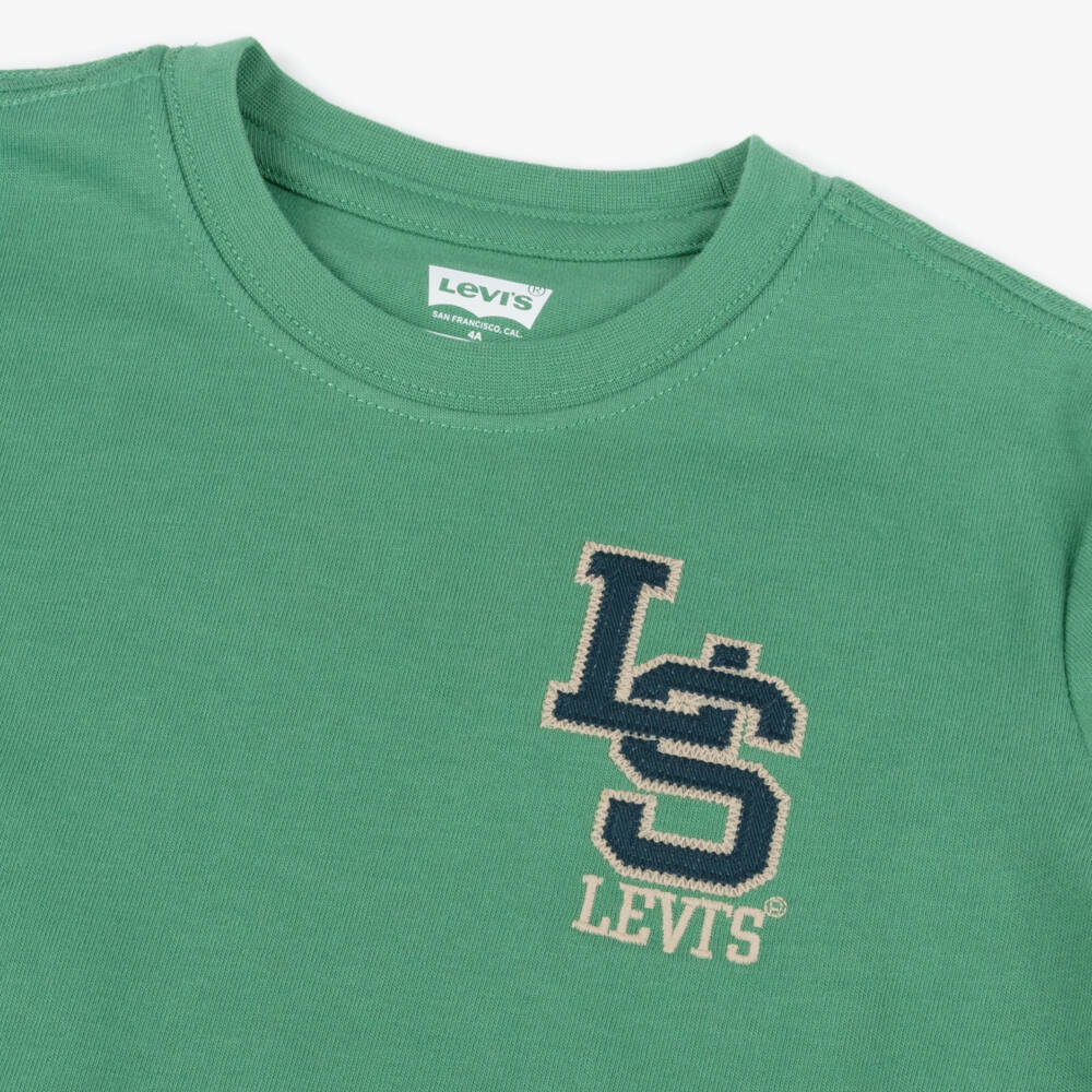 Levi's-Boys Green Cotton Varsity Logo T-Shirt | Childrensalon