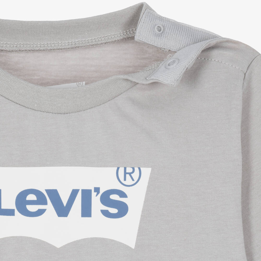 Levi's-Boys Grey Cotton Batwing Logo Top | Childrensalon