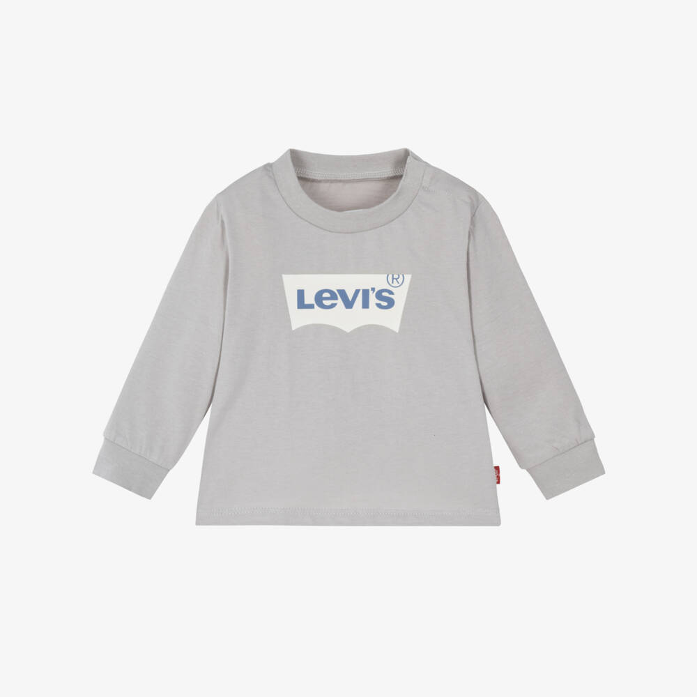 Levi's-Boys Grey Cotton Batwing Logo Top | Childrensalon