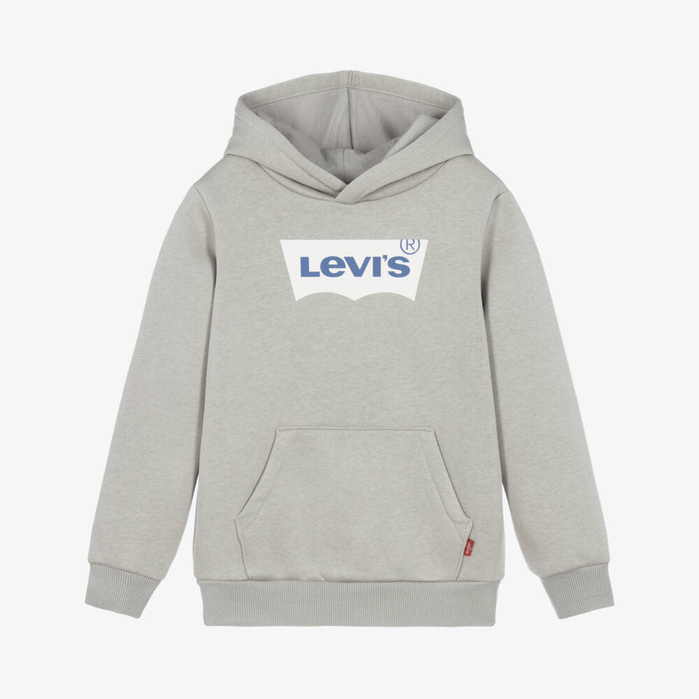 Levi's-Boys Grey Jersey Batwing Logo Hoodie | Childrensalon