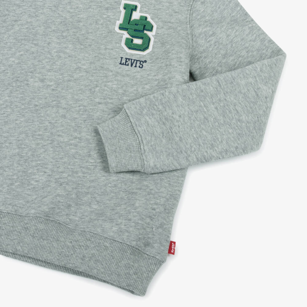 Levi's-Boys Grey Marl Logo Appliqué Sweatshirt | Childrensalon
