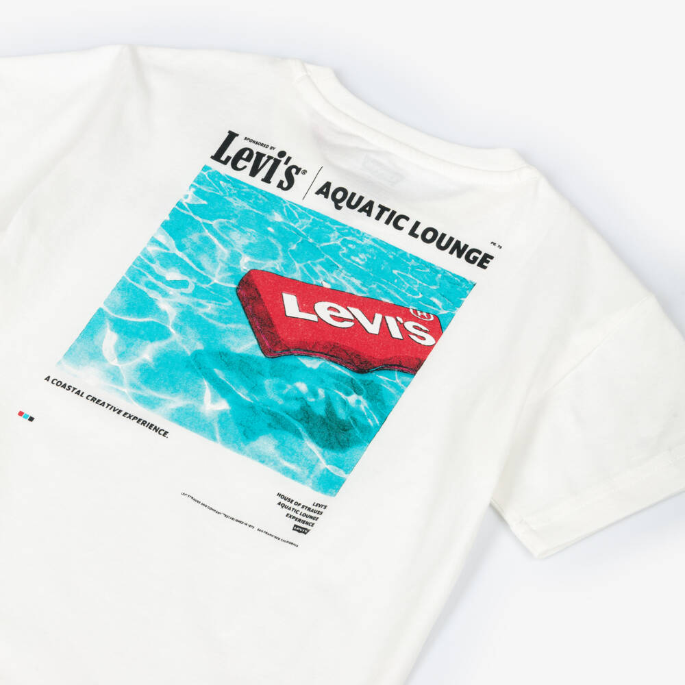 Levi's-Boys Ivory Aquatic Logo Graphic T-Shirt | Childrensalon