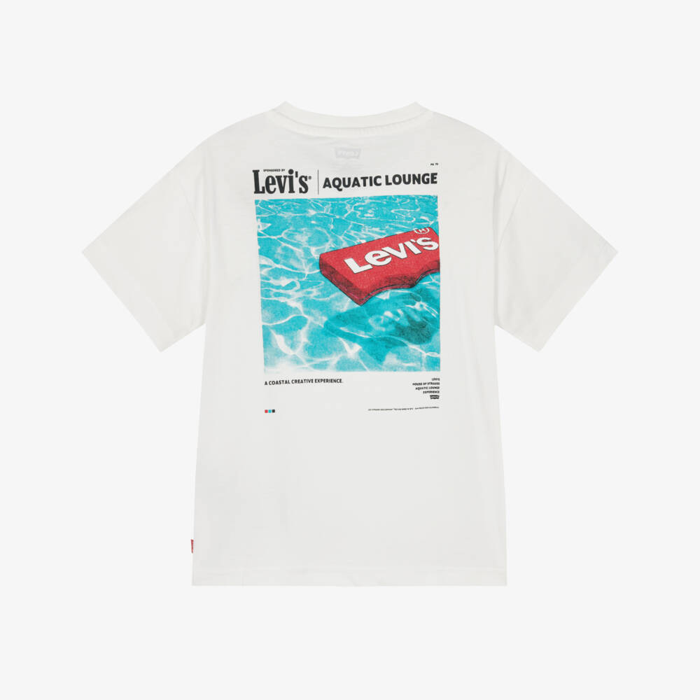 Levi's-Boys Ivory Aquatic Logo Graphic T-Shirt | Childrensalon