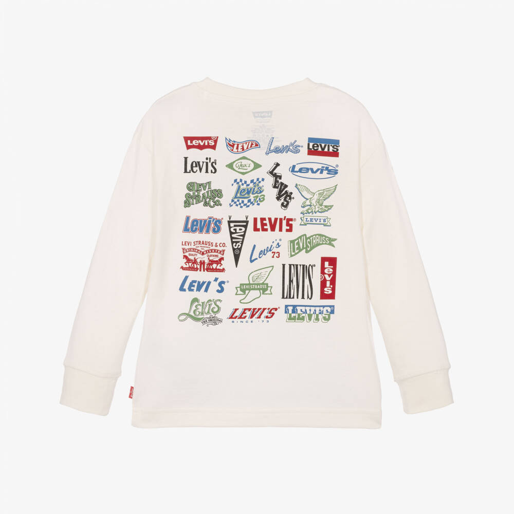 Levi's-Boys Ivory Top with Multiple Logo Graphics | Childrensalon
