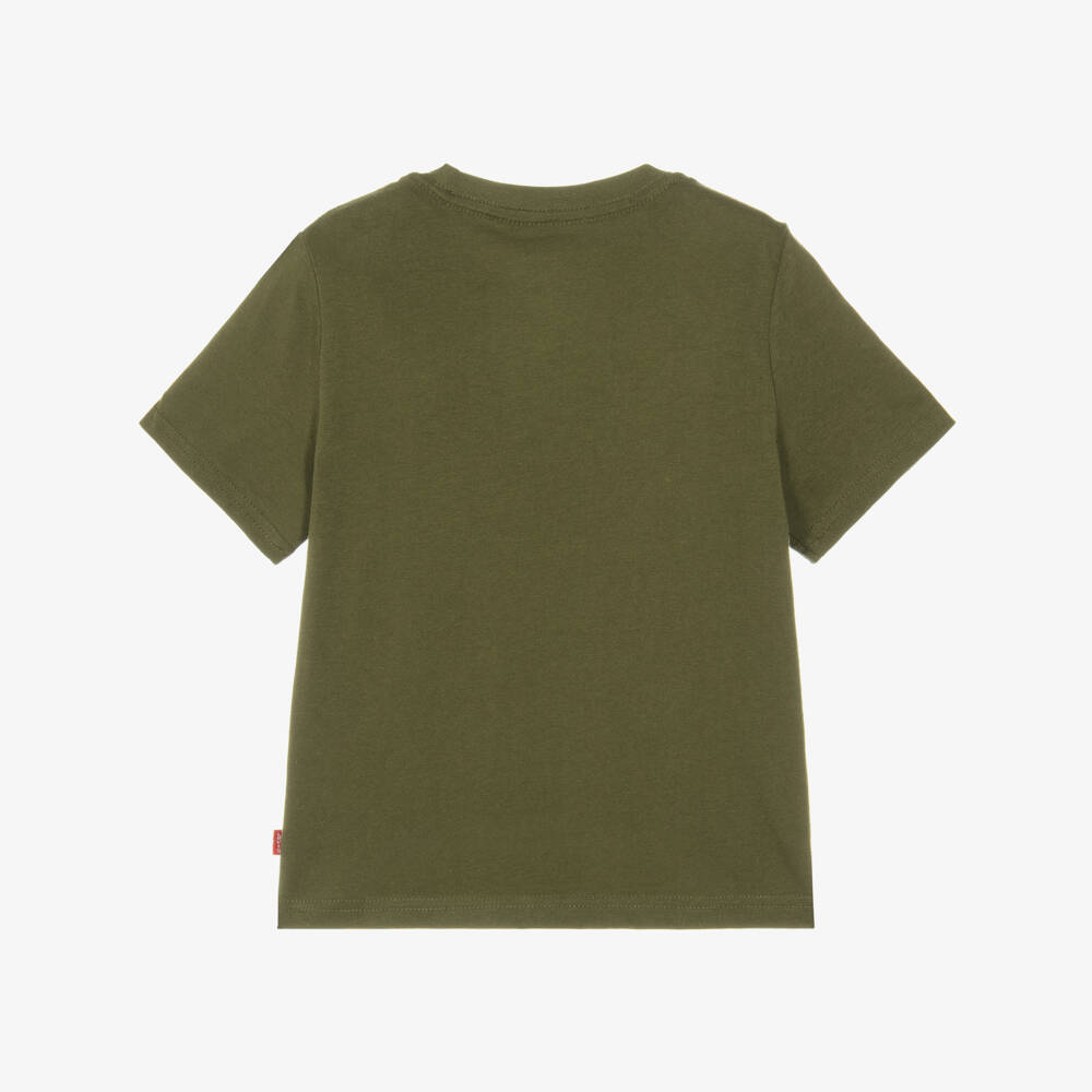 Levi's-Boys Khaki Green Batwing Logo T-Shirt | Childrensalon