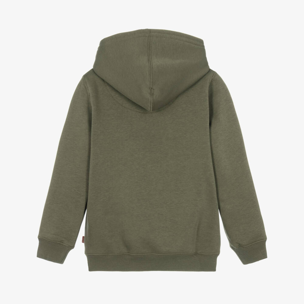 Levi's-Boys Moss Green Jersey Hoodie with Batwing Logo | Childrensalon