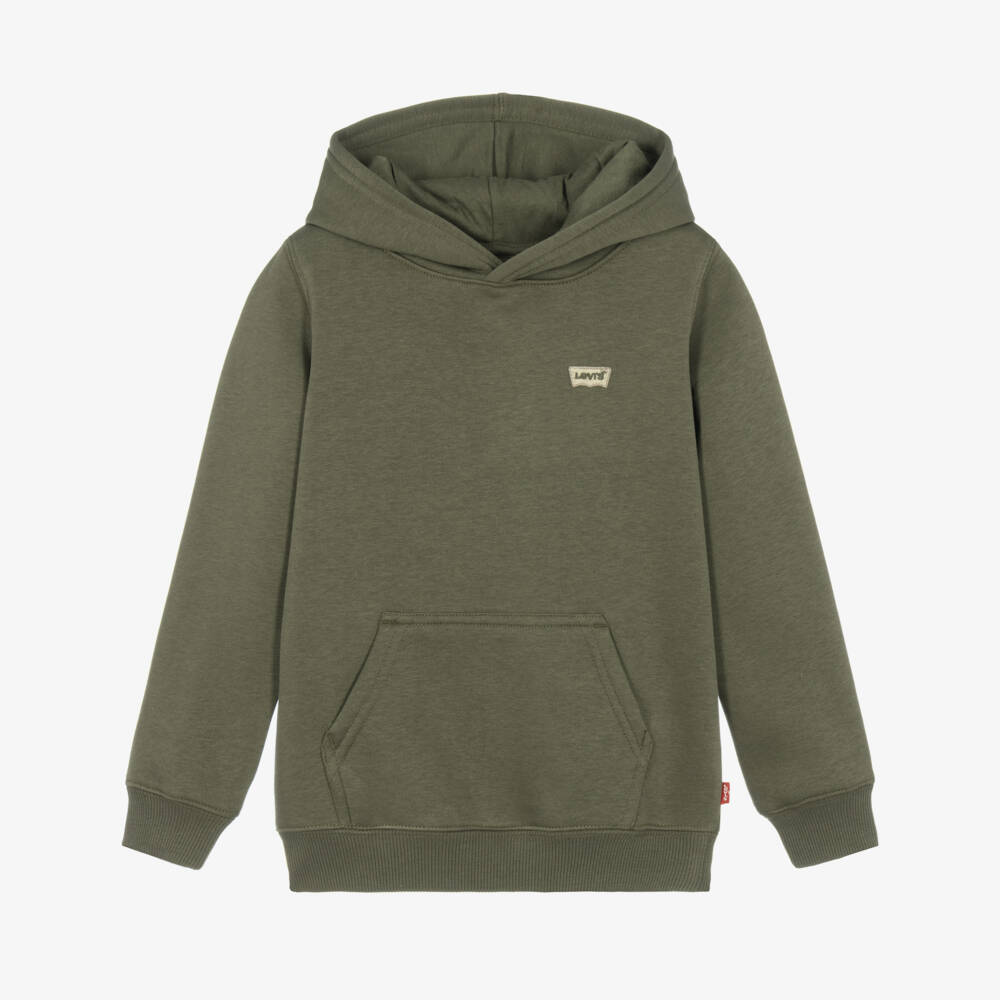 Levi's-Boys Moss Green Jersey Hoodie with Batwing Logo | Childrensalon