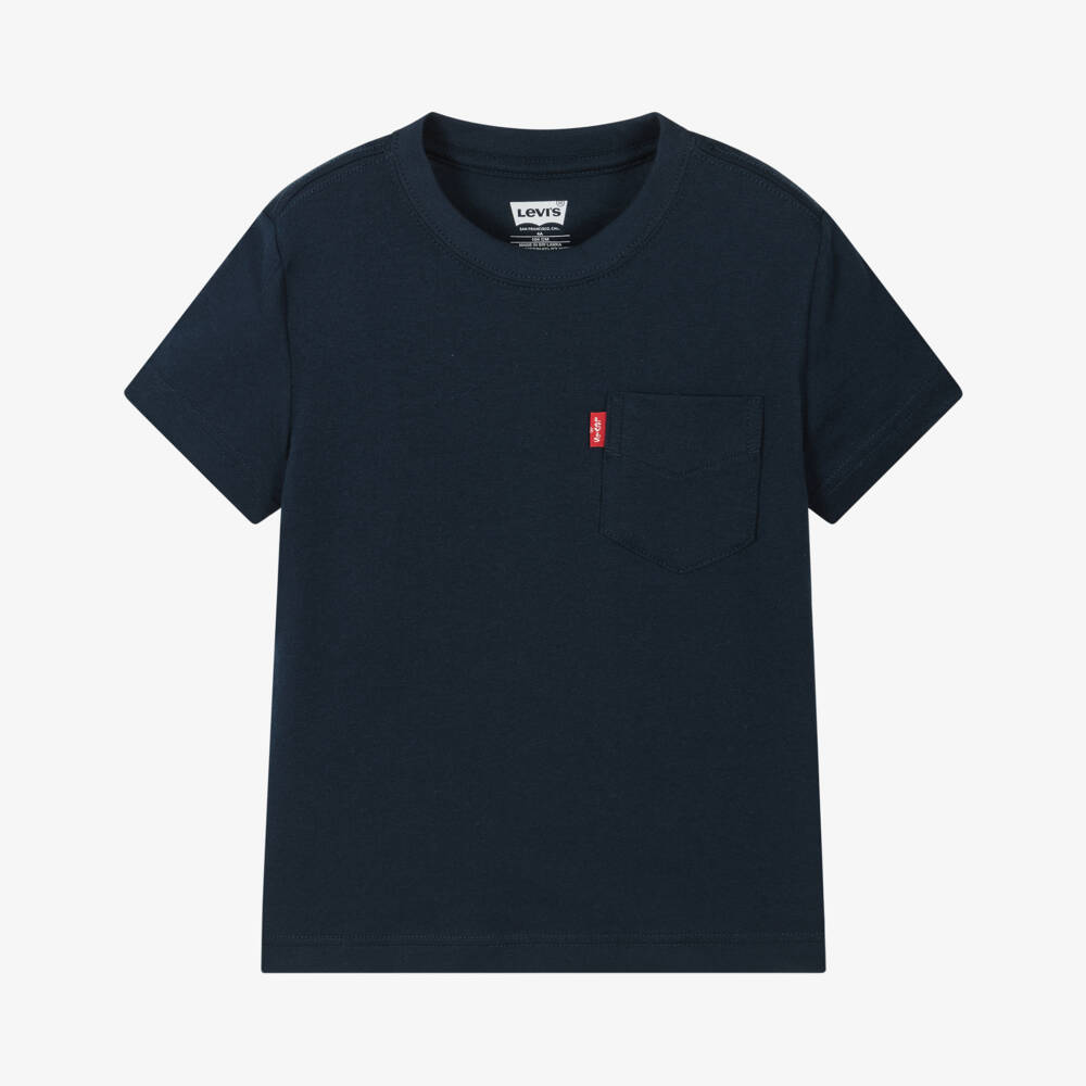 Levi's-Boys Navy Blue Cotton Pocket T-Shirt | Childrensalon