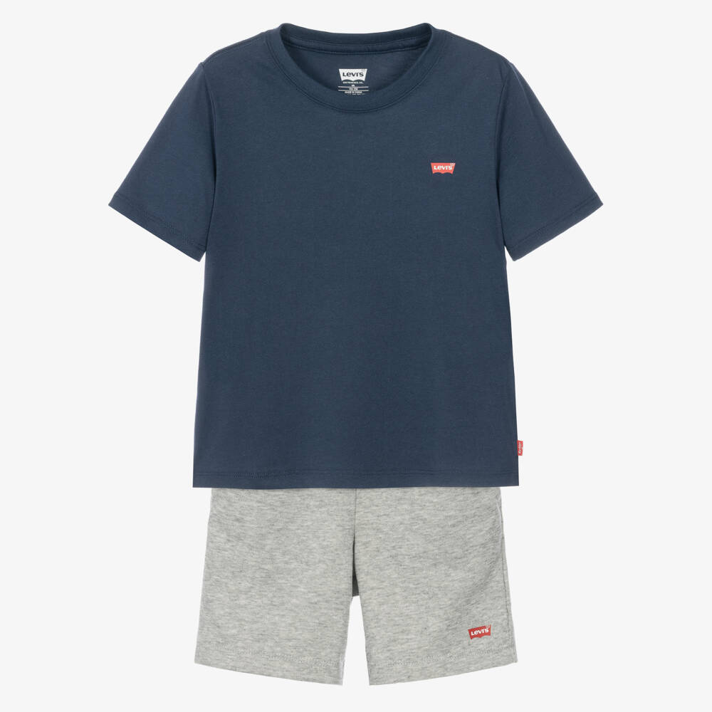 Levi's-Boys Navy Blue & Grey Shorts Set | Childrensalon
