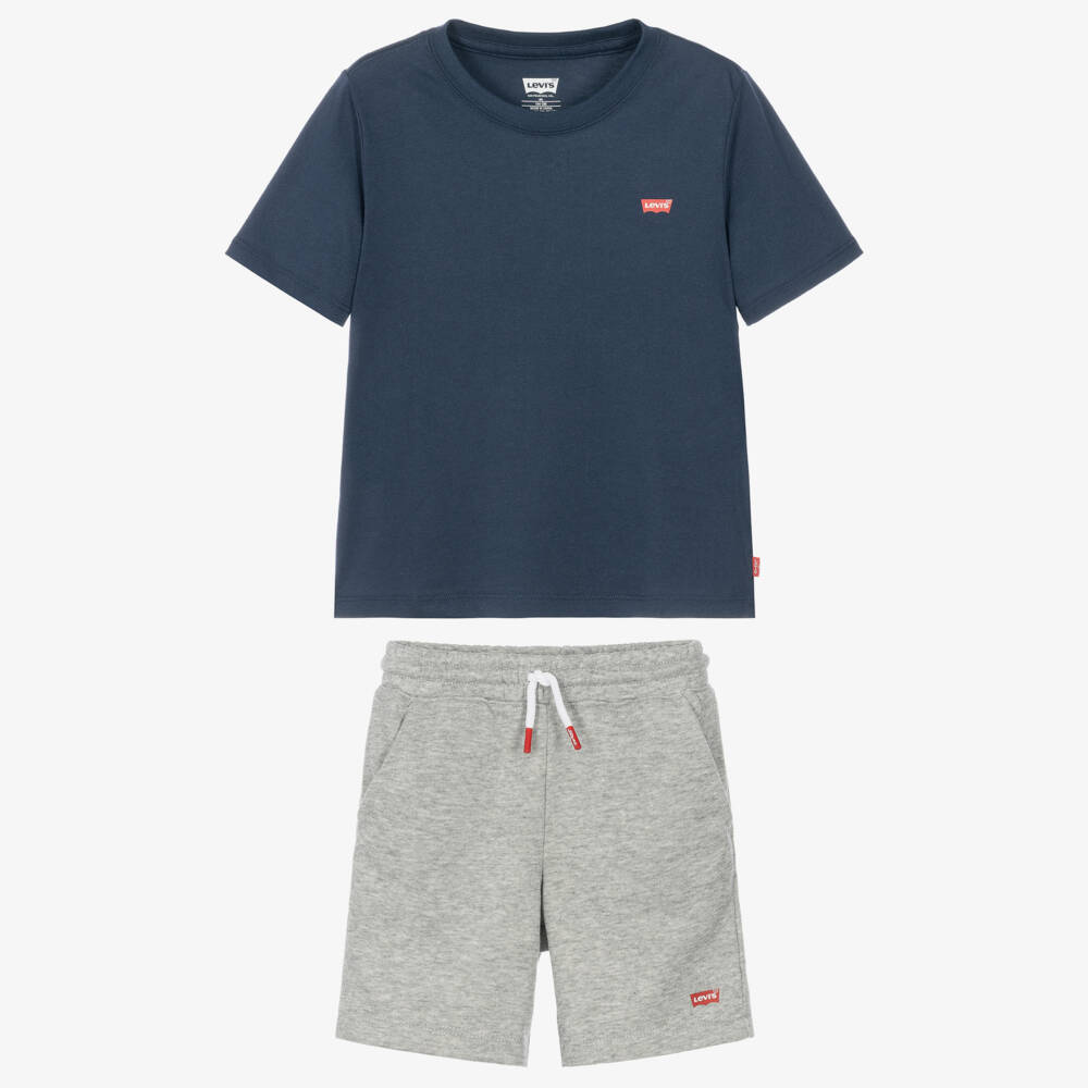 Levi's-Boys Navy Blue & Grey Shorts Set | Childrensalon
