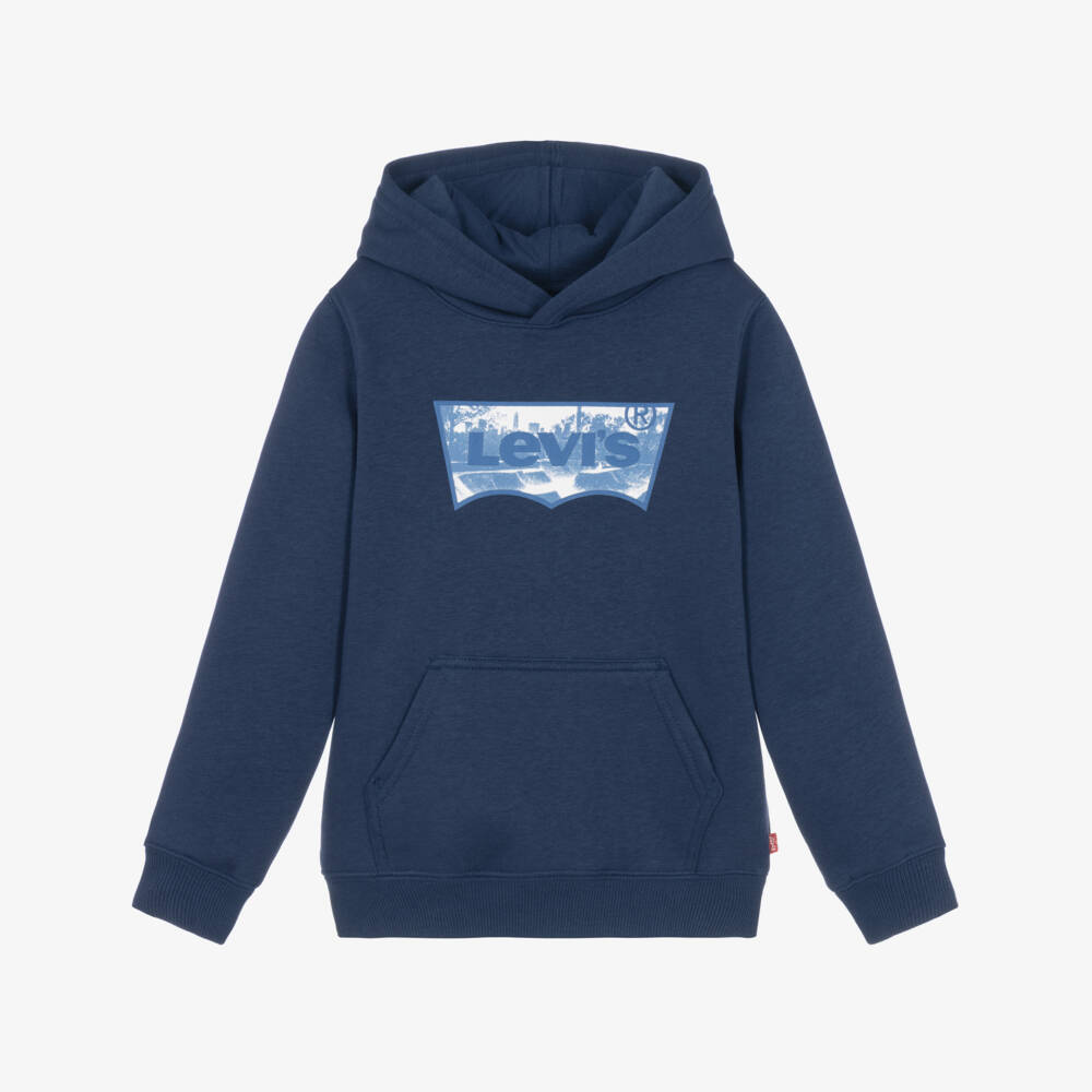 Levi's-Boys Navy Blue Hoodie with Batwing Logo | Childrensalon