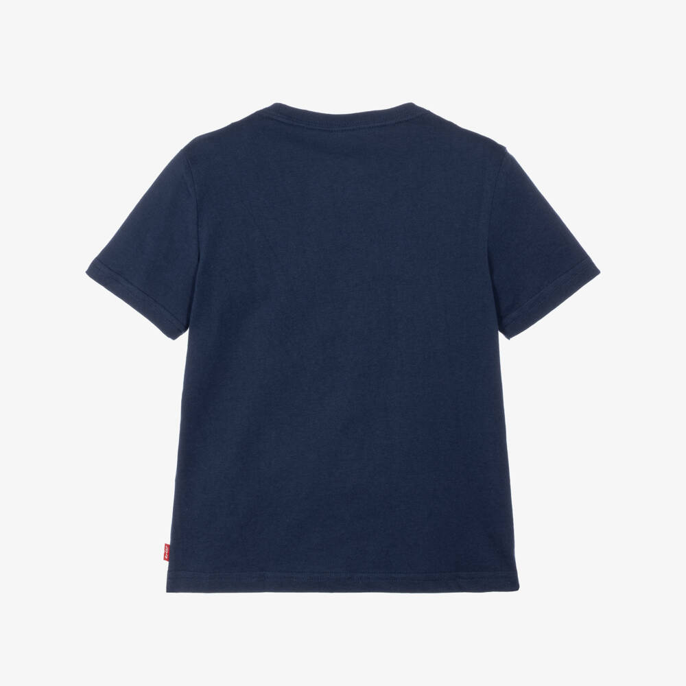 Levi's-Boys Navy Blue T-Shirt with Skateboard Batwing Logo | Childrensalon