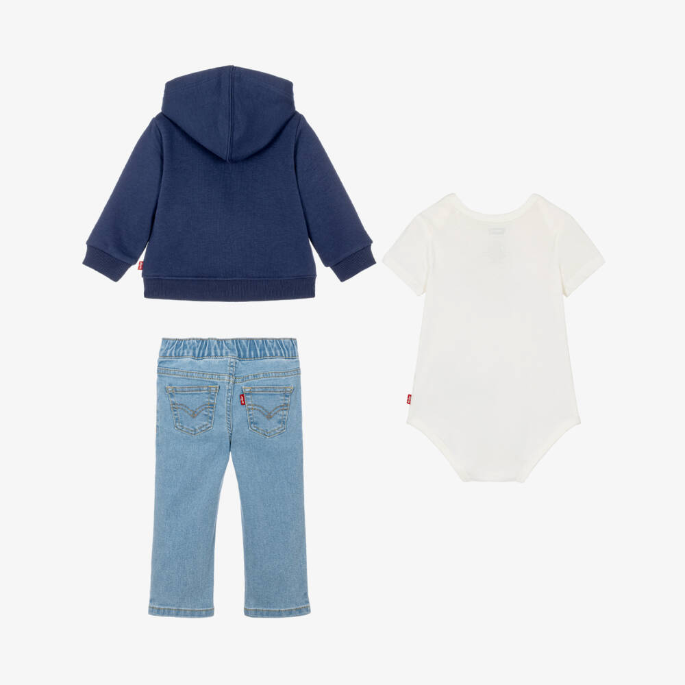 Levi's-Boys Navy Blue Zip-Up Hoodie & Jeans Set | Childrensalon