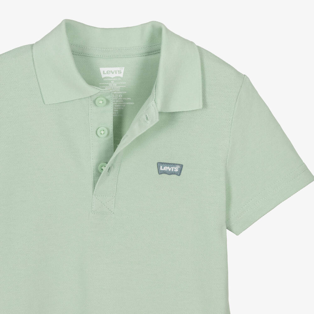 Levi's-قميص بولو قطن بيكيه لون أخضر فاتح للأولاد | Childrensalon