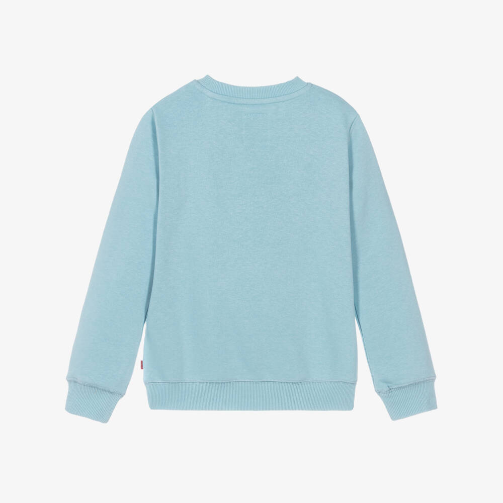 Levi's-Boys Pastel Blue Sweatshirt with Green Batwing Logo | Childrensalon