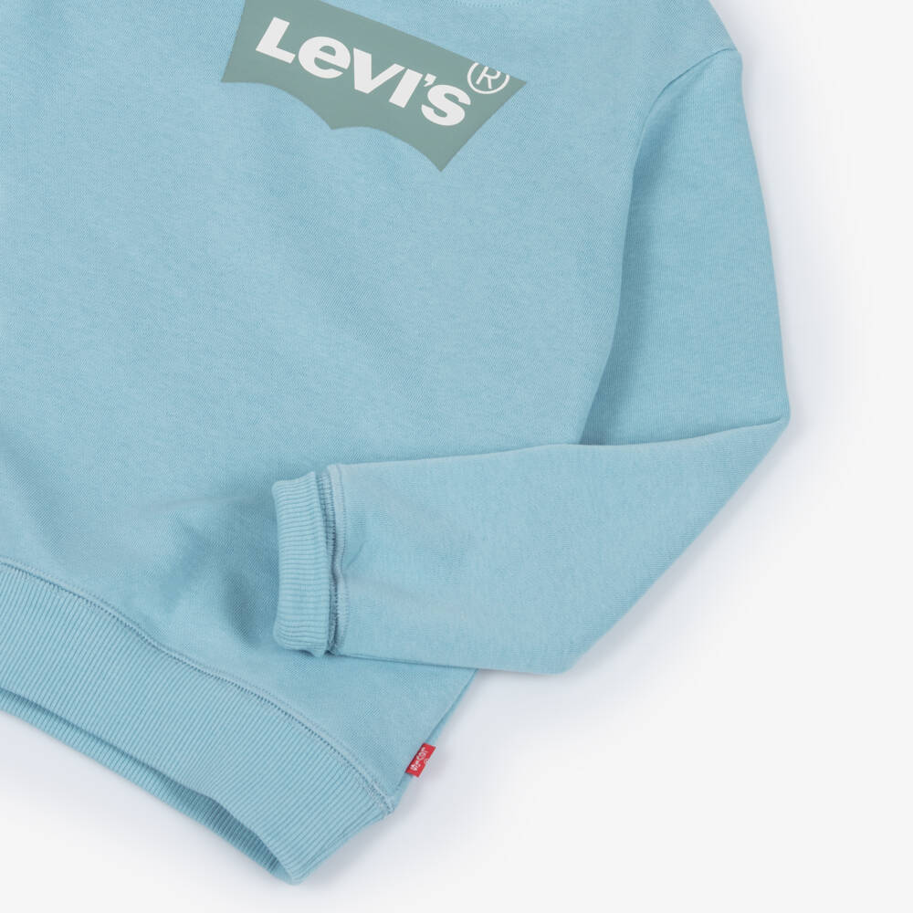 Levi's-Boys Pastel Blue Sweatshirt with Green Batwing Logo | Childrensalon