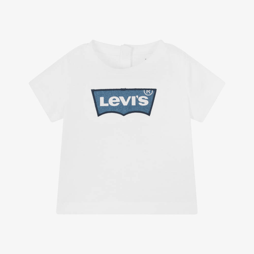 Levi's-Boys White Cotton Denim Batwing T-Shirt | Childrensalon
