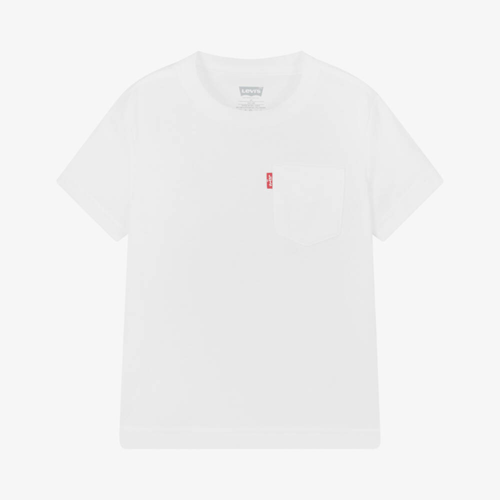 Levi's-Boys White Cotton Pocket T-Shirt | Childrensalon
