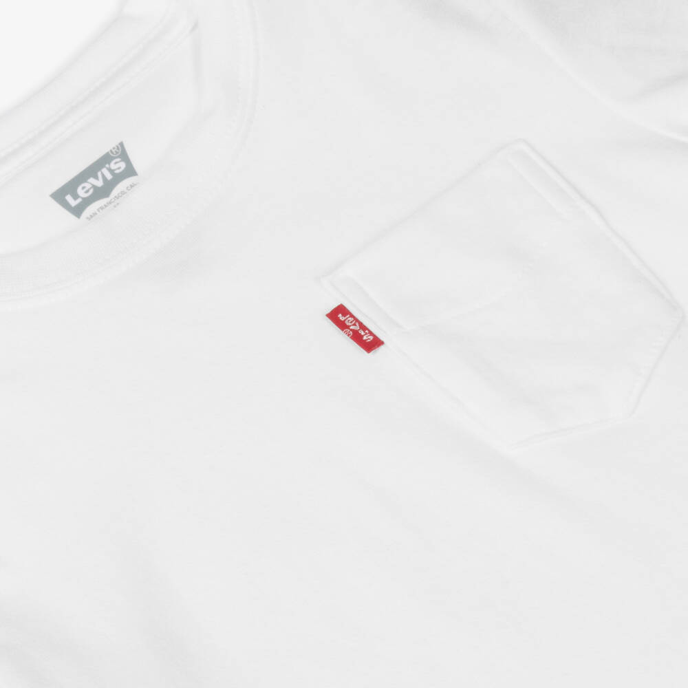 Levi's-Boys White Cotton Pocket T-Shirt | Childrensalon