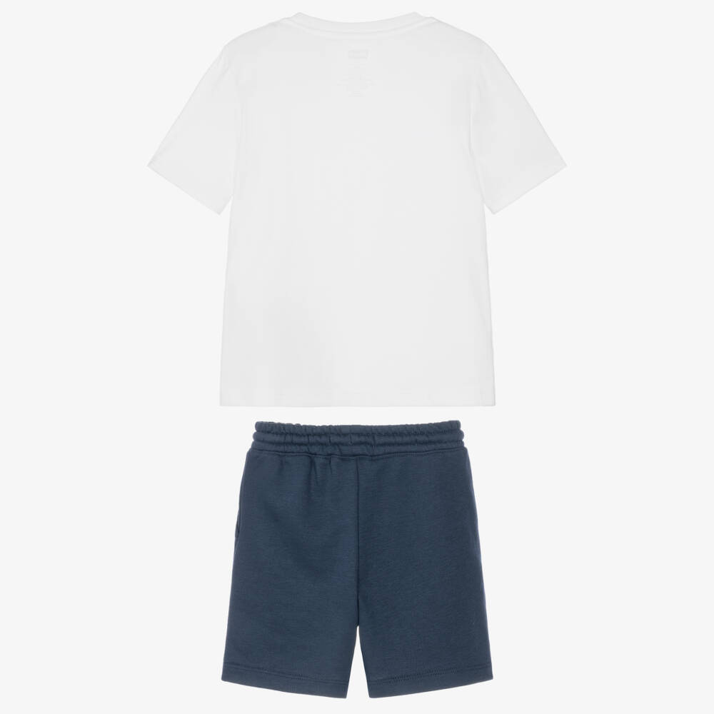 Levi's-Boys White & Navy Blue Shorts Set | Childrensalon