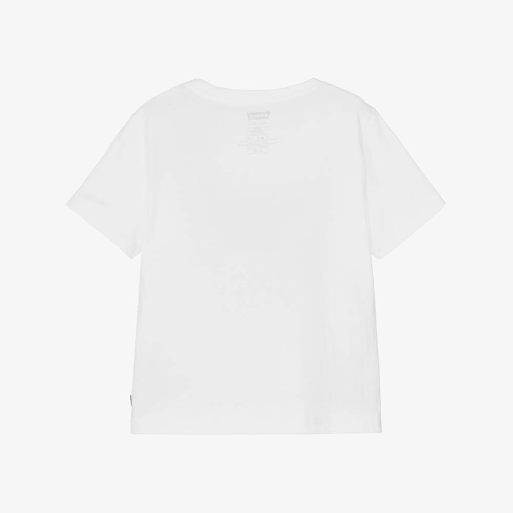Levi's-Boys White T-Shirt with Blue Logo | Childrensalon