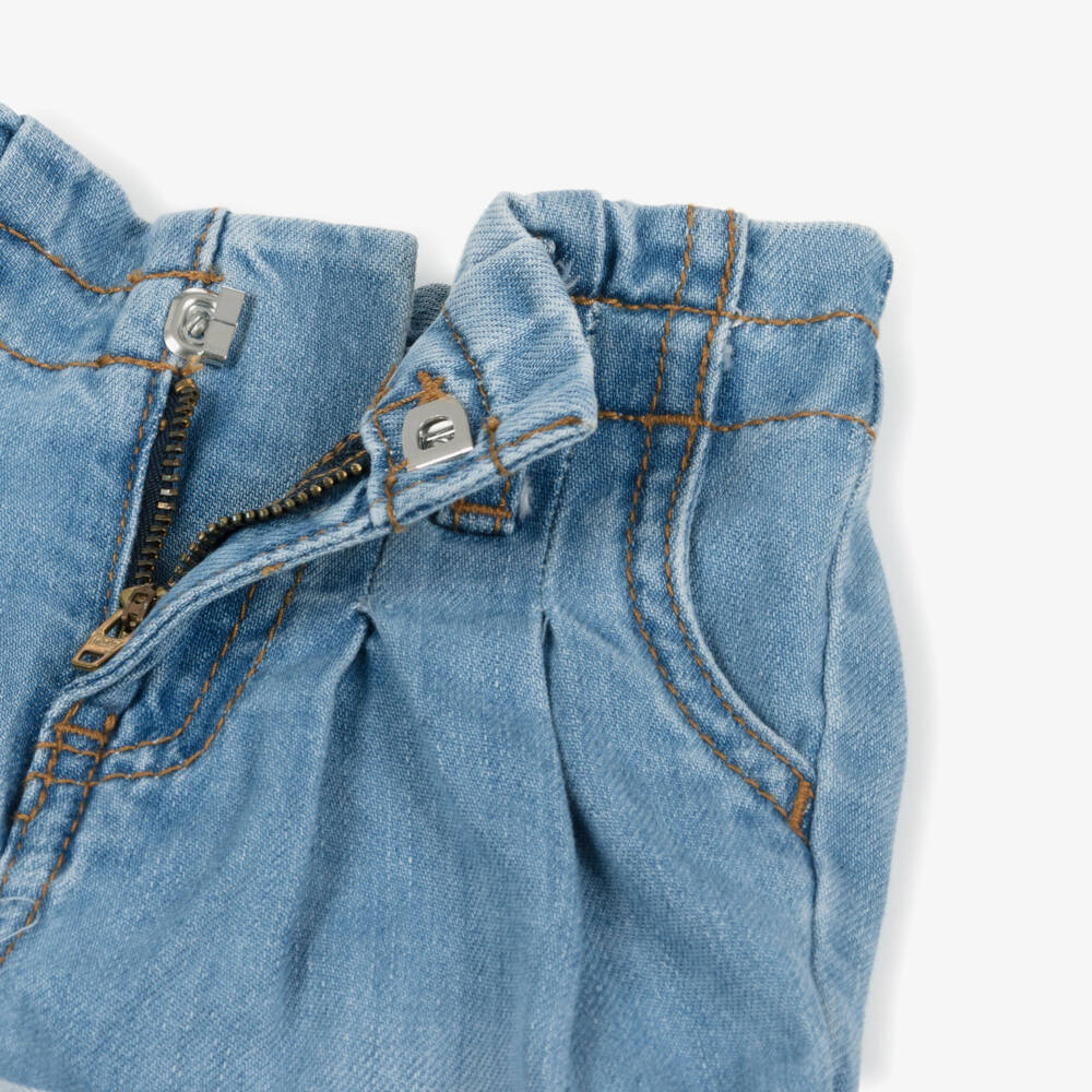 Levi's-Girls Blue Cotton Denim High Rise Shorts | Childrensalon