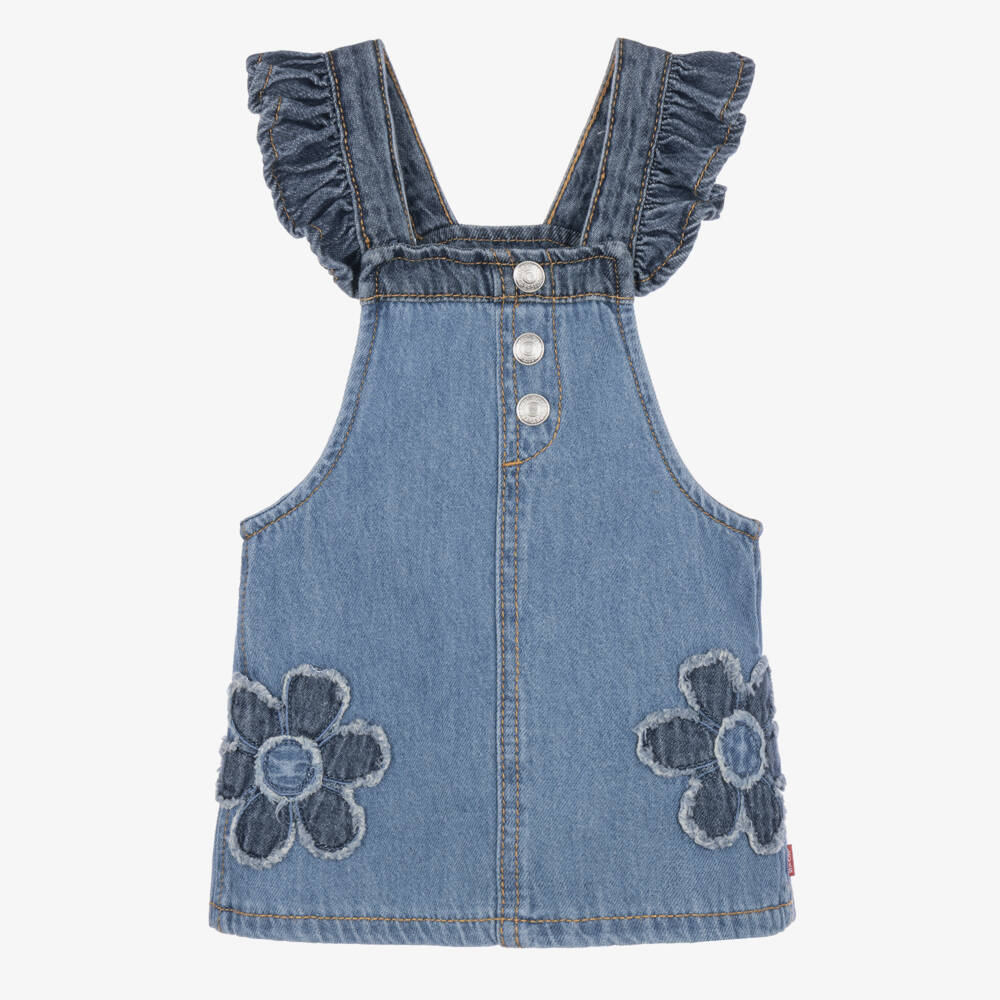 Levi's-Girls Blue Denim Dress with Flower Appliqués | Childrensalon