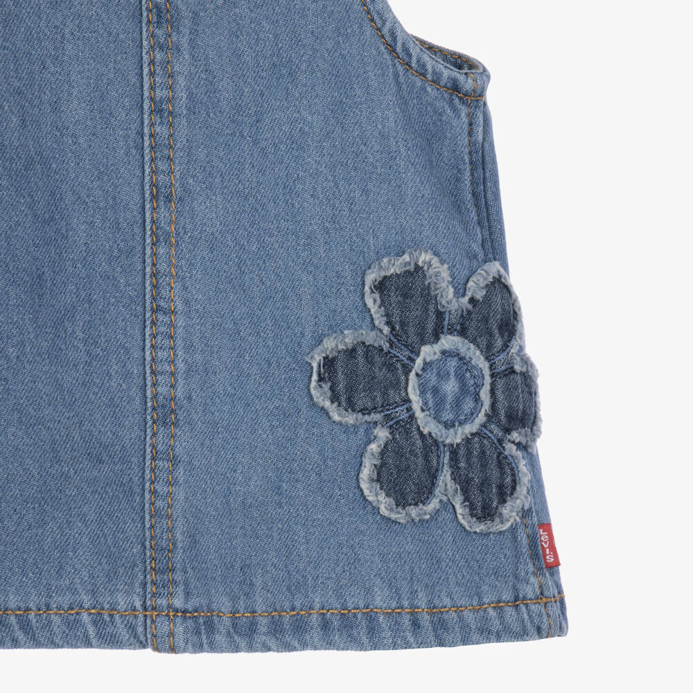 Levi's-Girls Blue Denim Dress with Flower Appliqués | Childrensalon