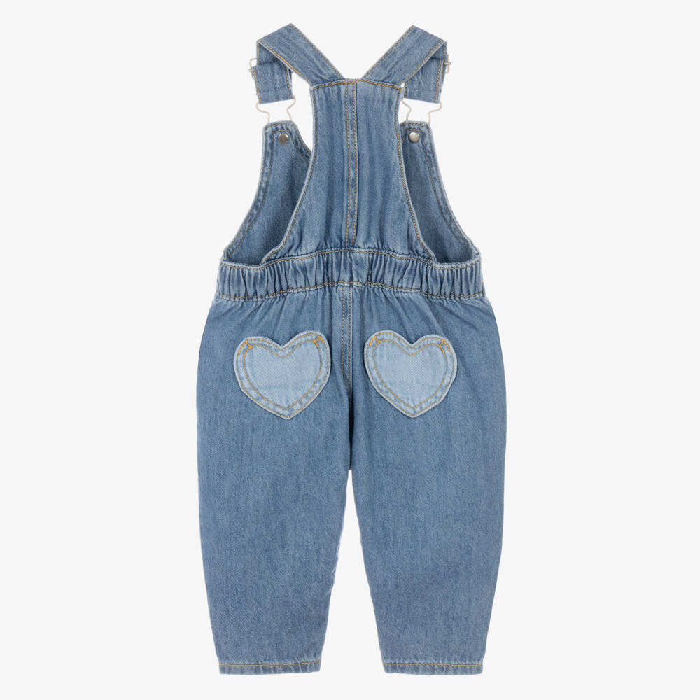 Levi's-Girls Blue Denim Dungarees with Heart Pockets | Childrensalon