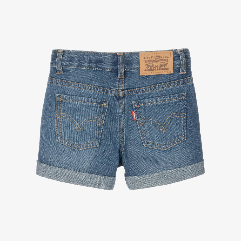 Levi's-Girls Blue Denim Girlfriend Shorts | Childrensalon