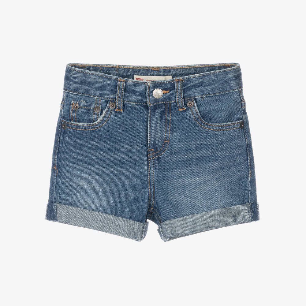 Levi's-Girls Blue Denim Girlfriend Shorts | Childrensalon