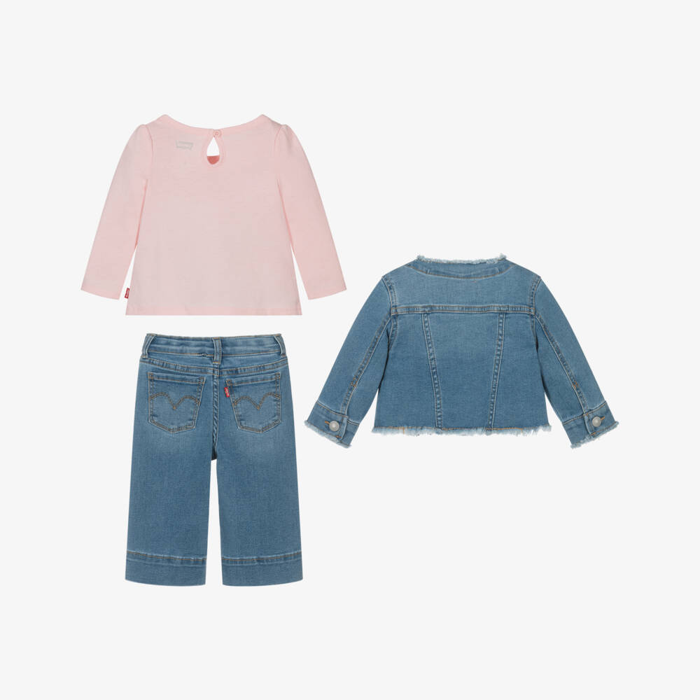 Levi's-Girls Blue Denim Jacket & Trouser Set | Childrensalon