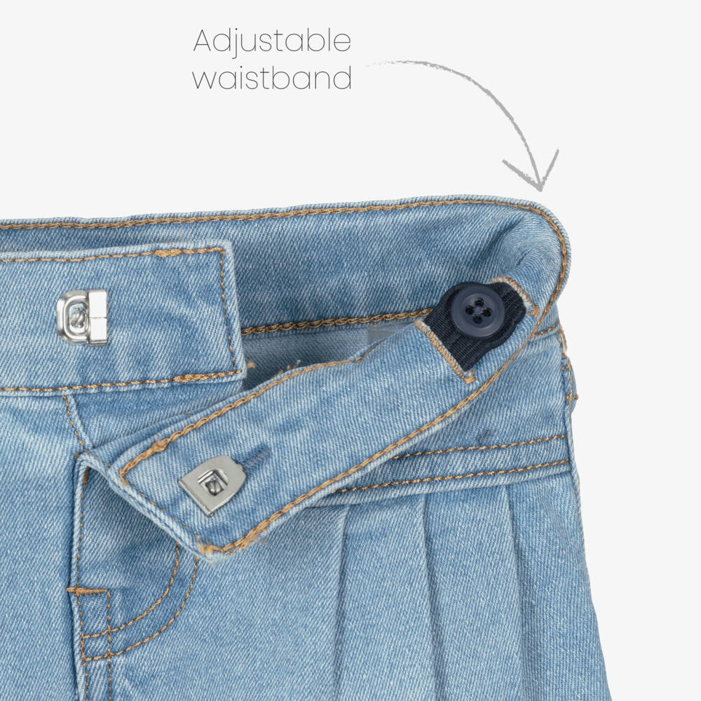 Levi's-Girls Blue Denim Shorts Set with Teddy Graphic | Childrensalon