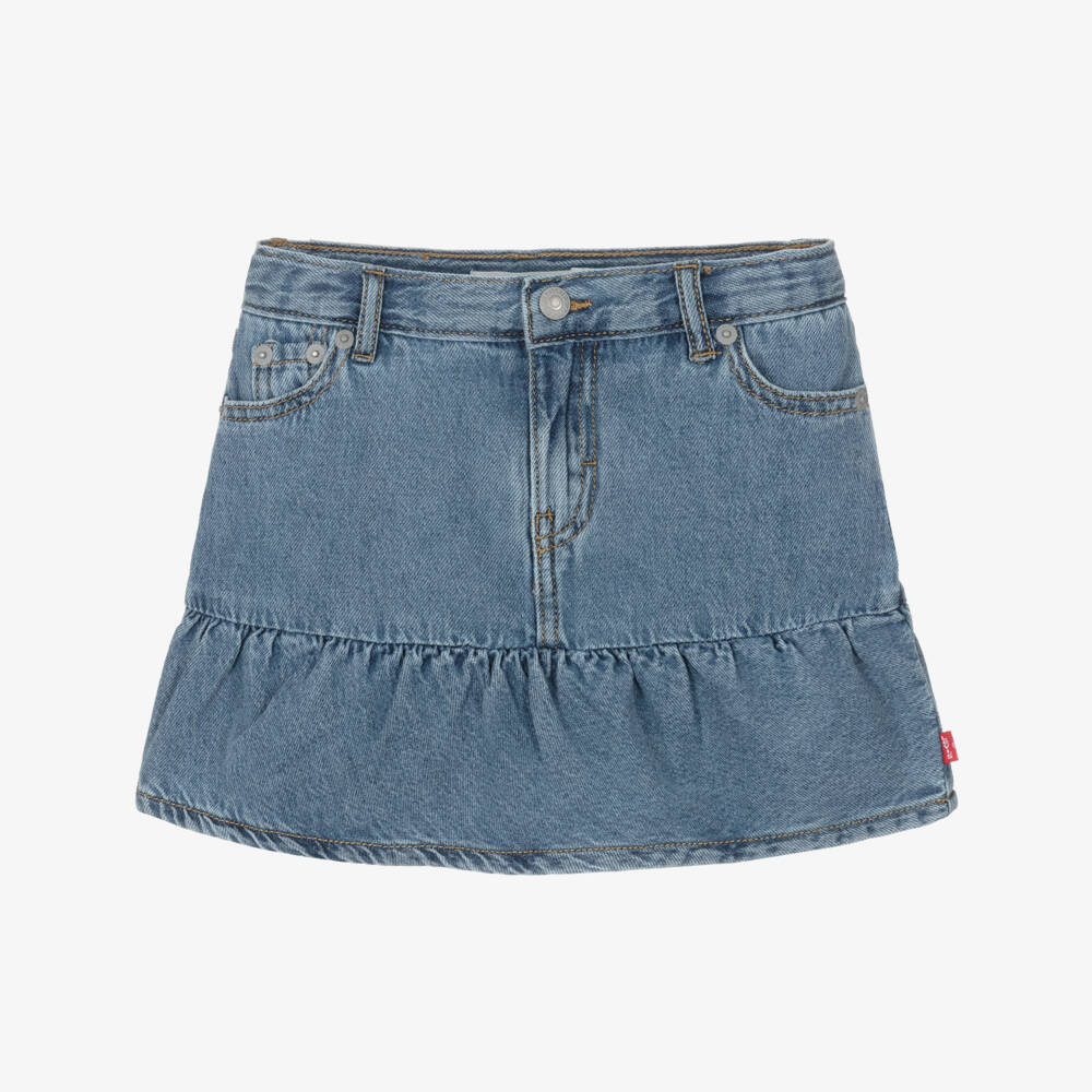 Levi's-Girls Blue Denim Skort with Flounce Hem | Childrensalon