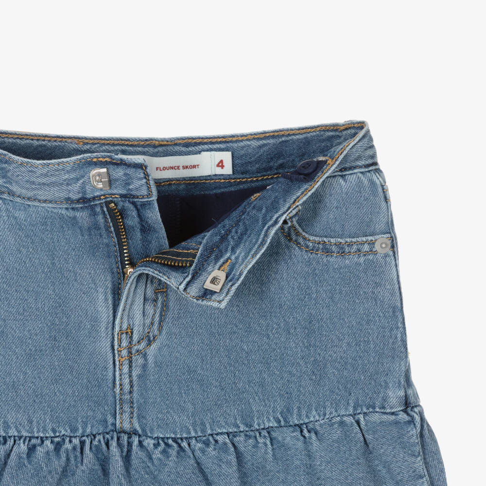 Levi's-Girls Blue Denim Skort with Flounce Hem | Childrensalon