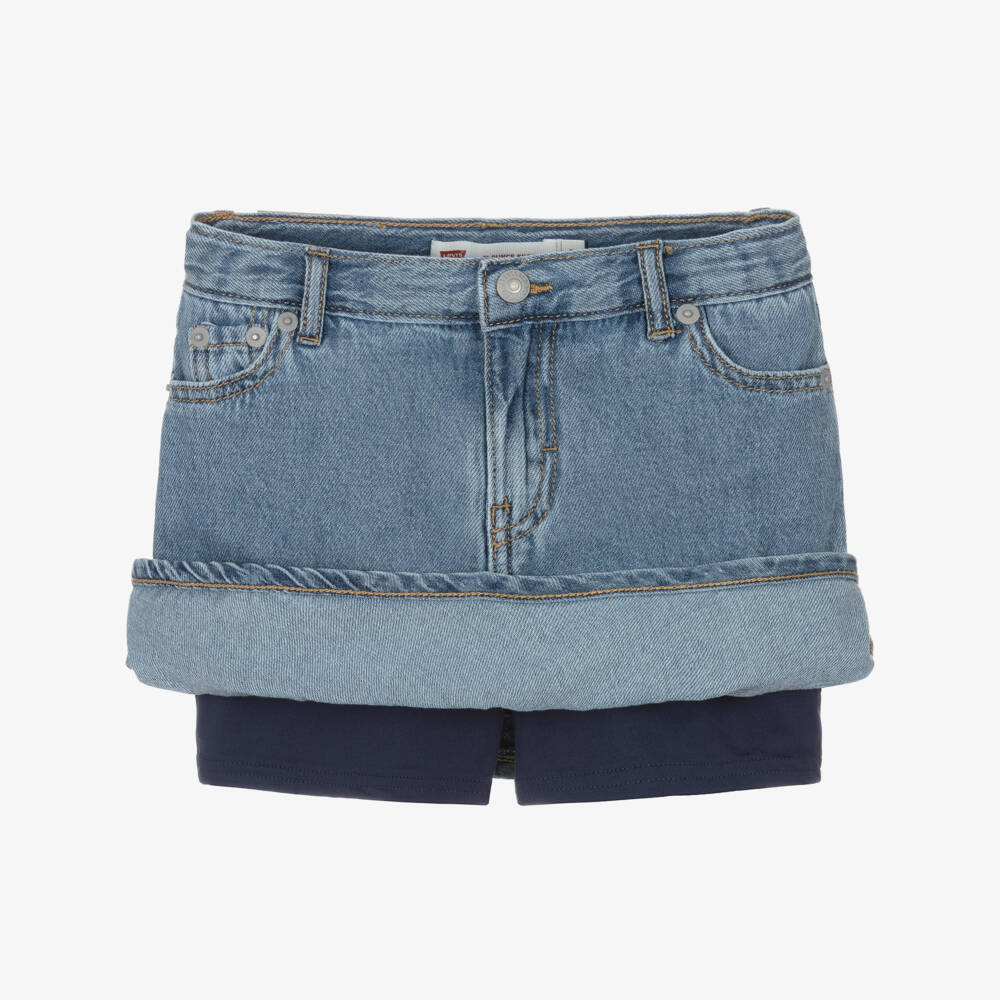Levi's-Girls Blue Denim Skort with Flounce Hem | Childrensalon