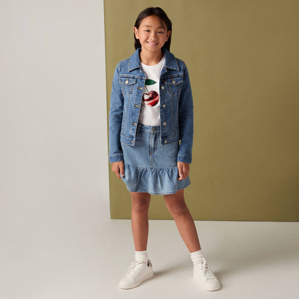 Levi's-Girls Blue Denim Skort with Flounce Hem | Childrensalon