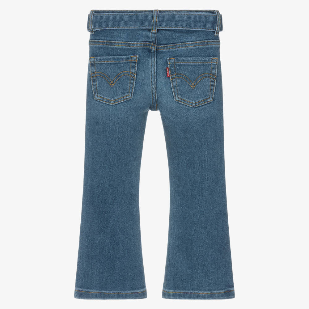 Levi's-Girls Blue Flared Denim Jeans with Belt | Childrensalon