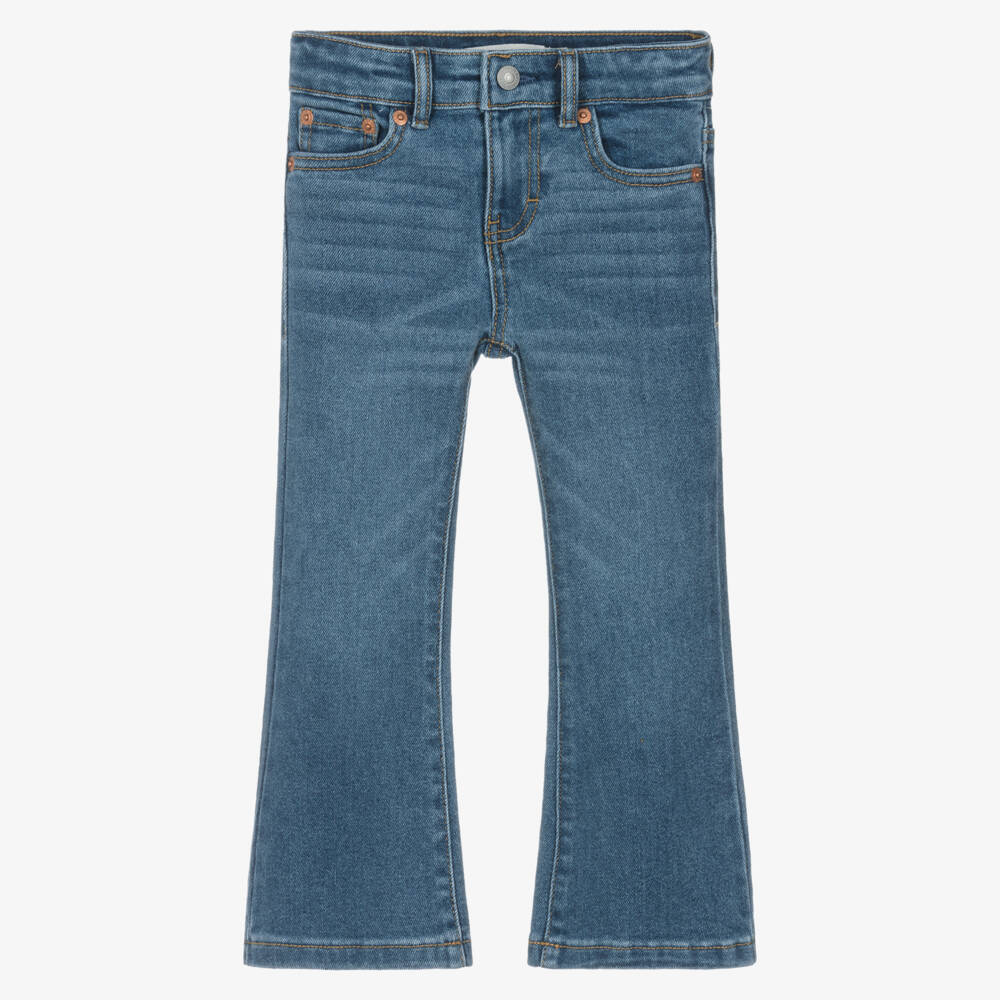 Levi's-Girls Blue Flared Denim Jeans with Belt | Childrensalon