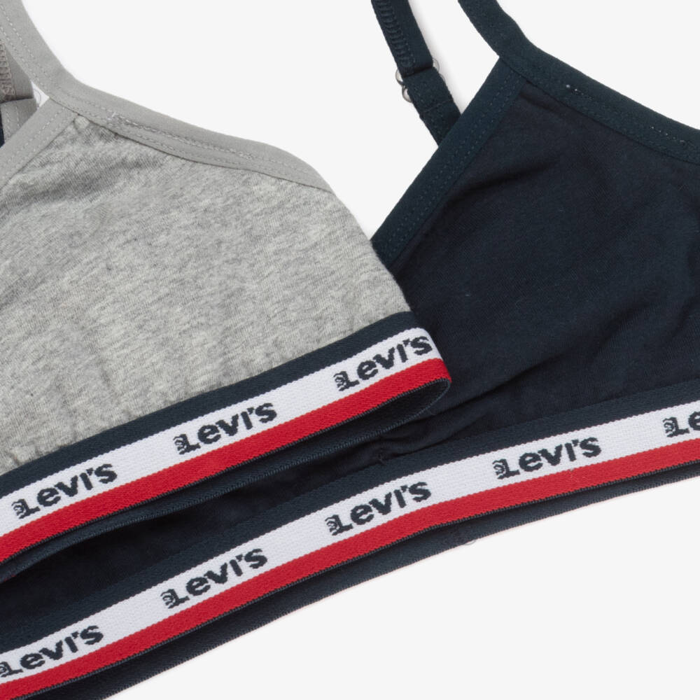 Levi's-Girls Blue & Grey Cotton Bra (2 Pack) | Childrensalon