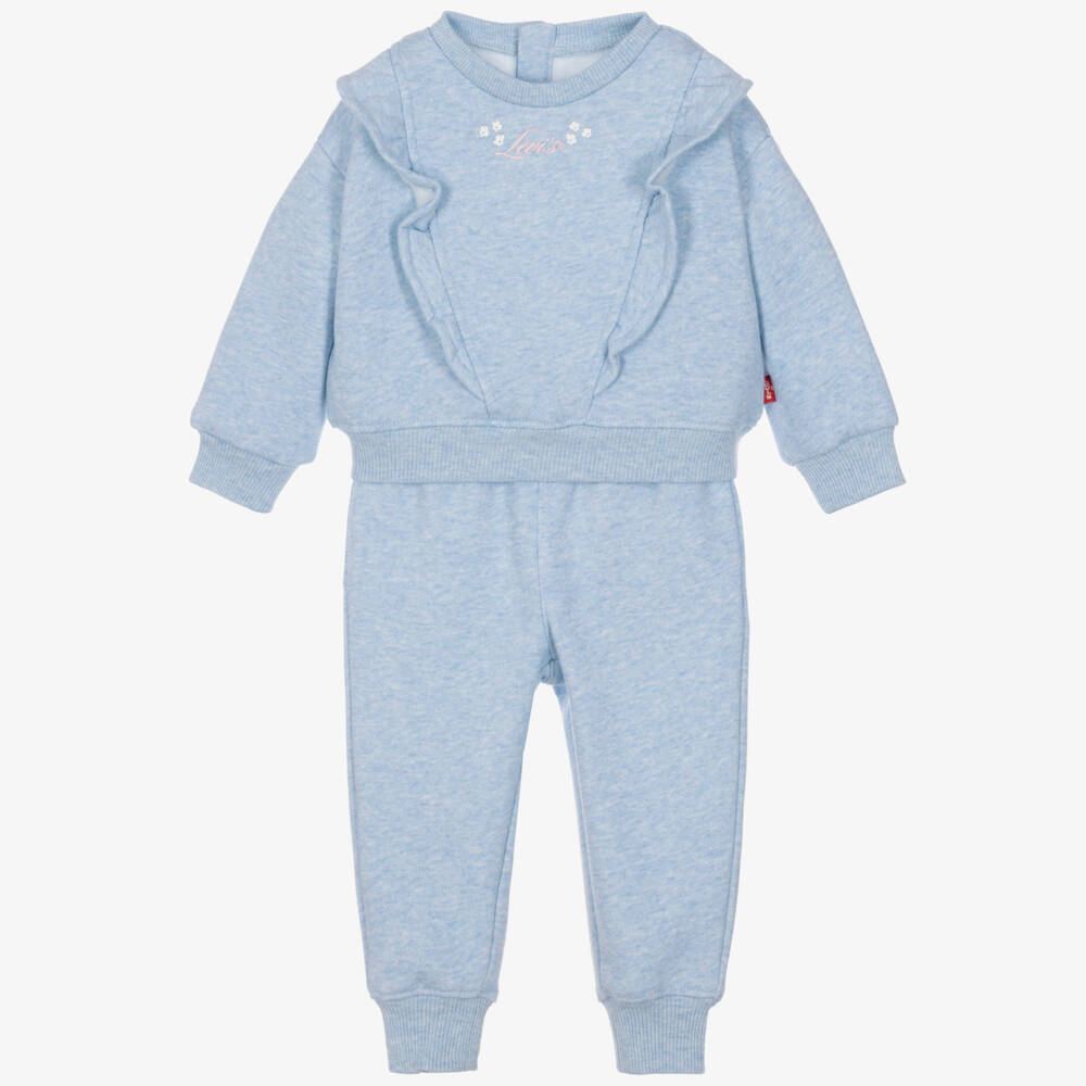 Levi's-Girls Blue Marl Jersey Tracksuit | Childrensalon