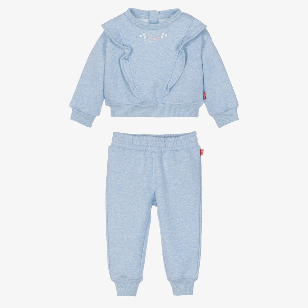 Levi's-Girls Blue Marl Jersey Tracksuit | Childrensalon